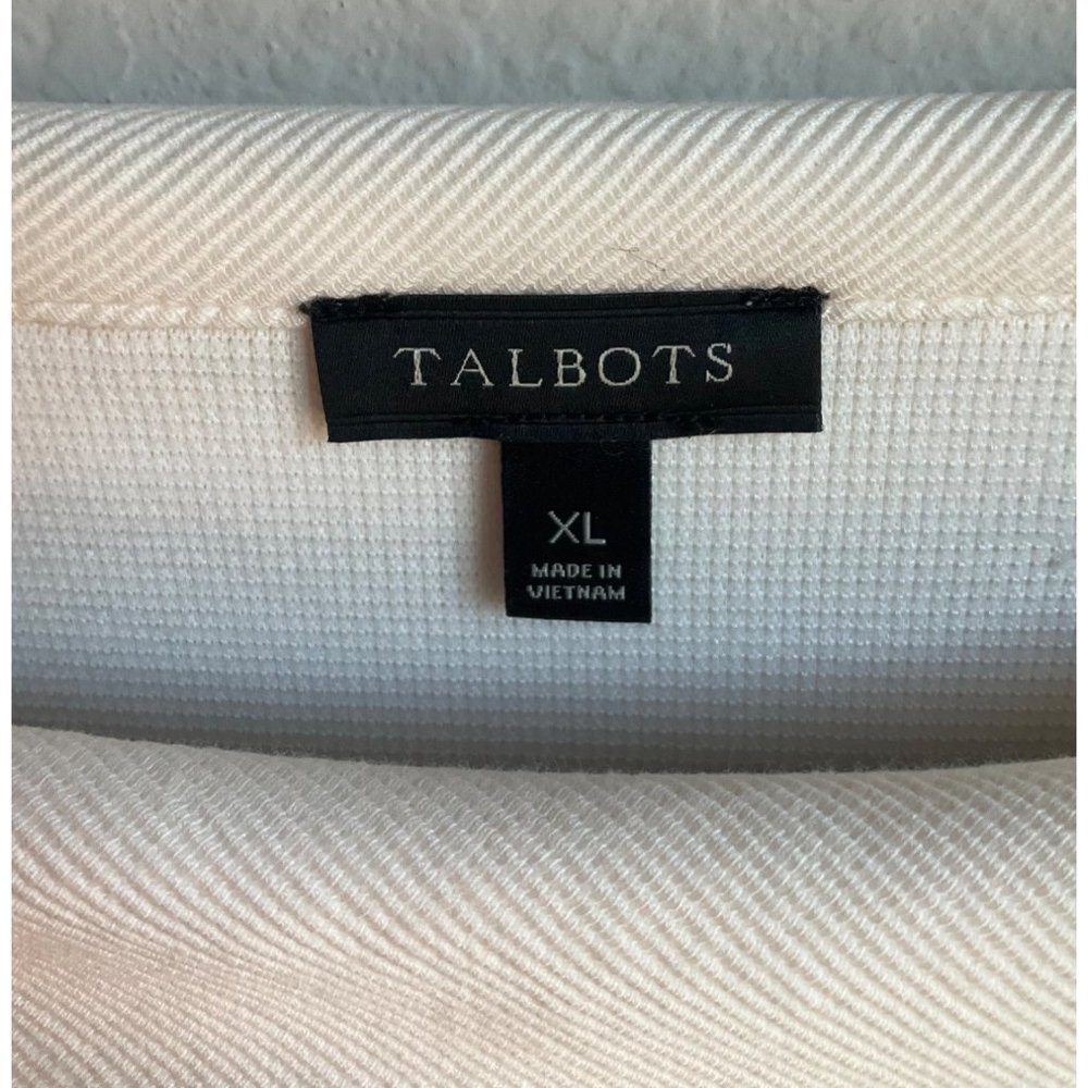 Talbots Women’s Sz.XL Ribbed Portrait Collar Top Blouse Cream cotton Blend - Picture 2 of 10